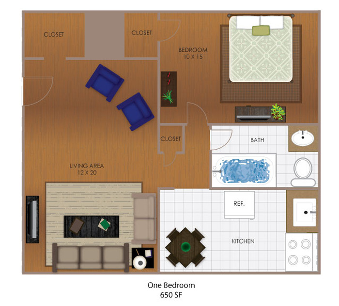 Windsor 1 Bedroom Floor Plan Image