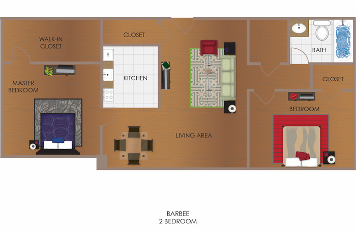 Barbee 2 Bedroom Floor Plan Image